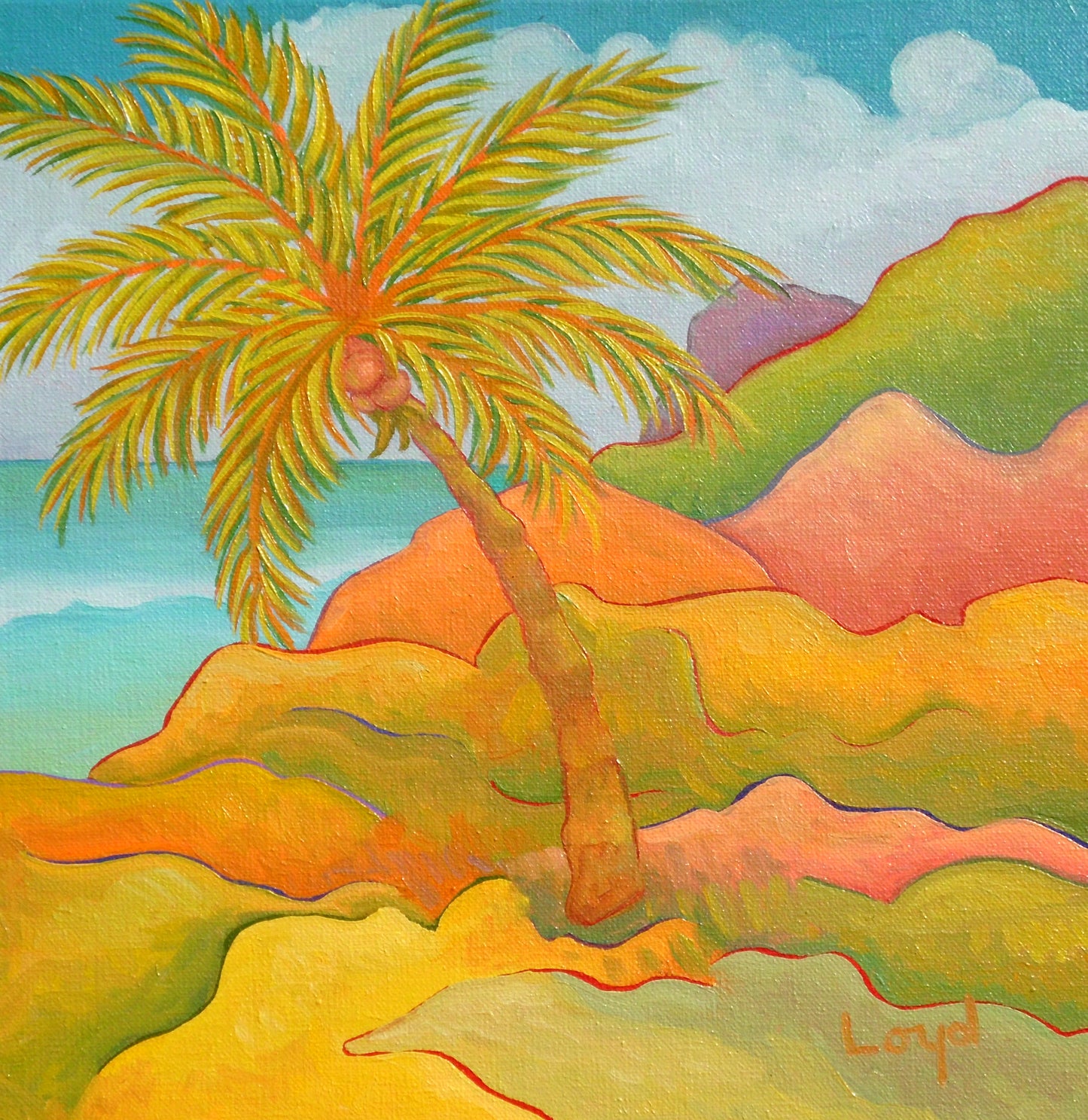 12" x 12" Hau'oli Palm Original Oil Painting