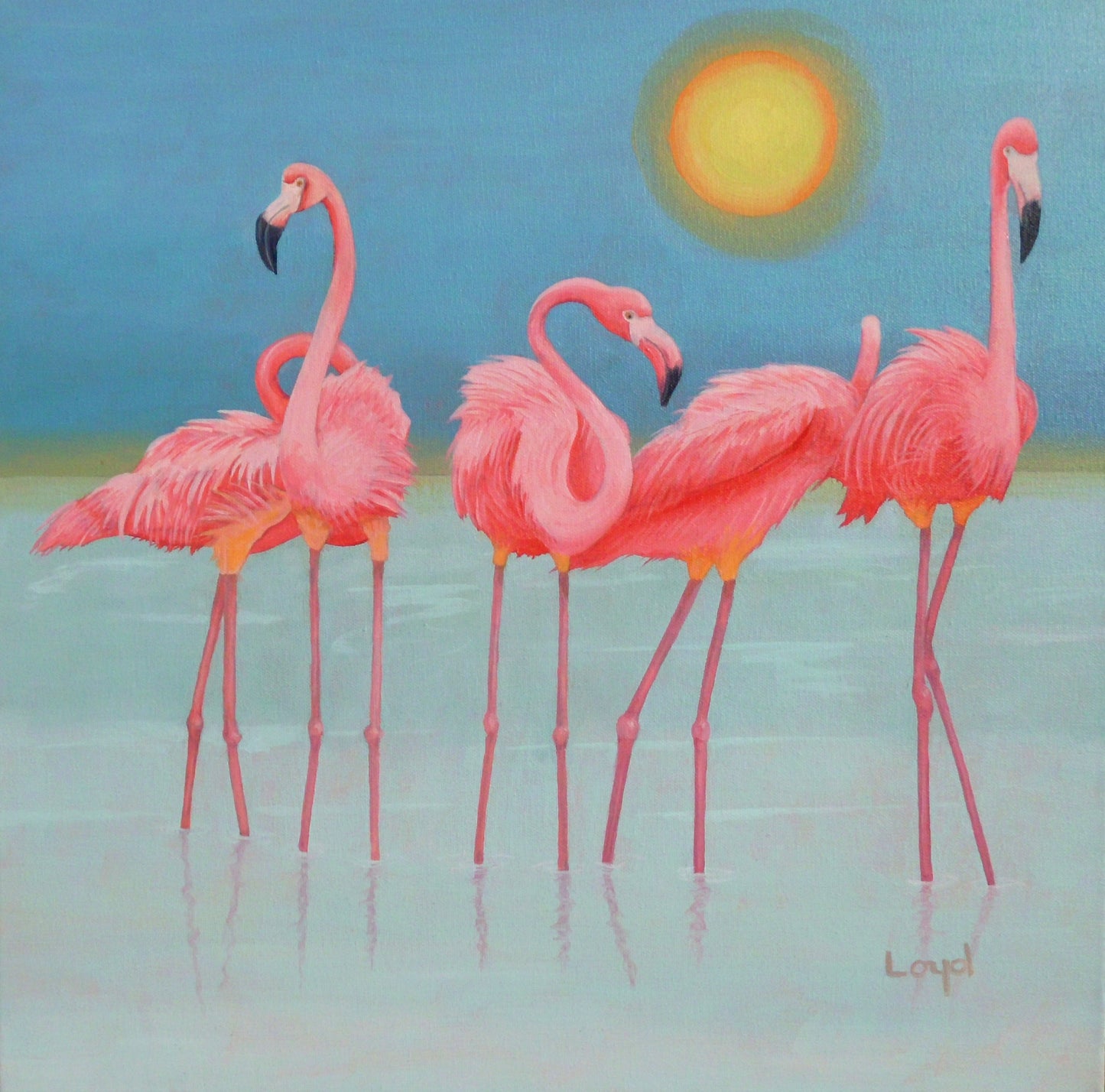 20" x 20" Flamingos
