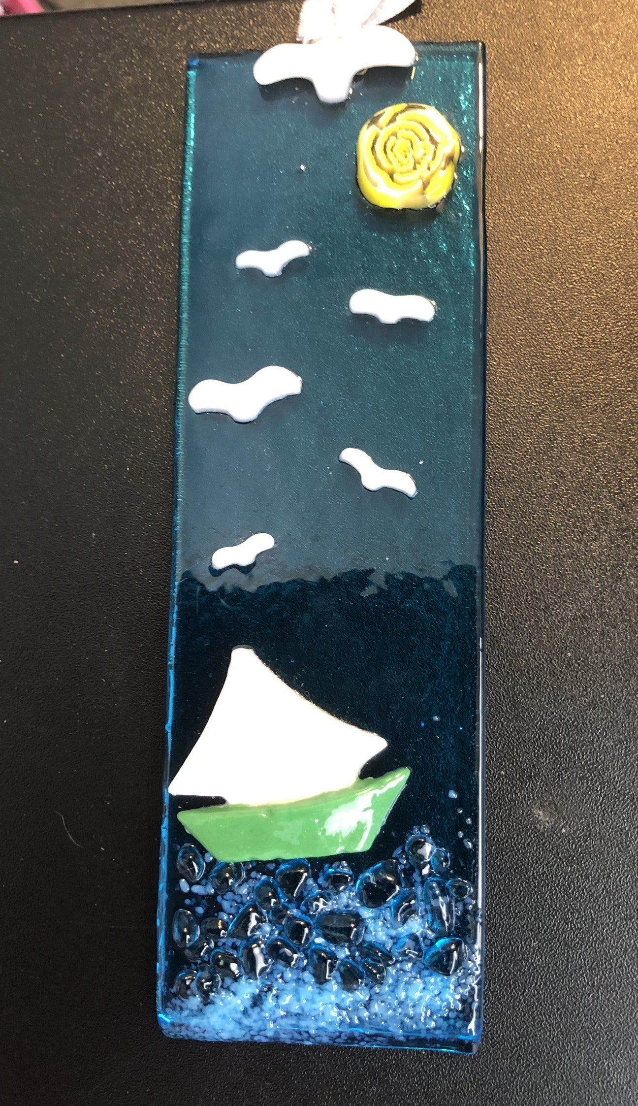 Suncatcher with Sun, Seagulls and Sailboat