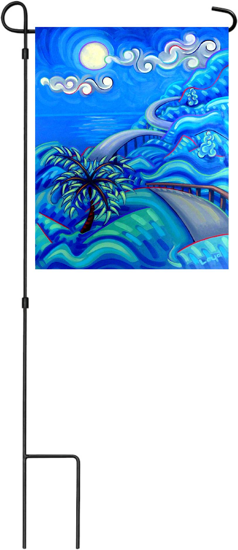 12" x 18" Garden Flag The Pali by Moonlight