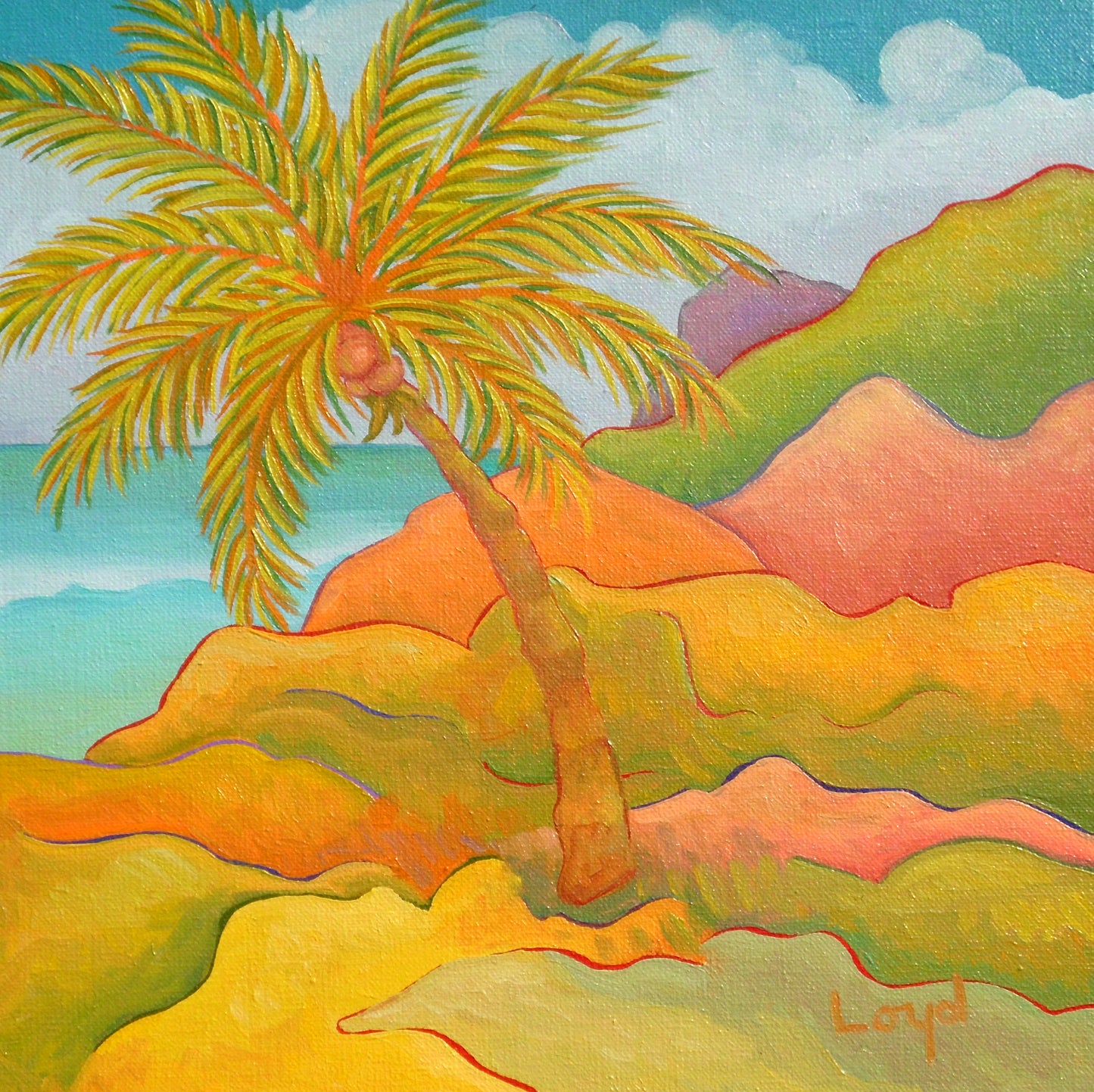 12" x 12" Hau'oli Palm Original Oil Painting