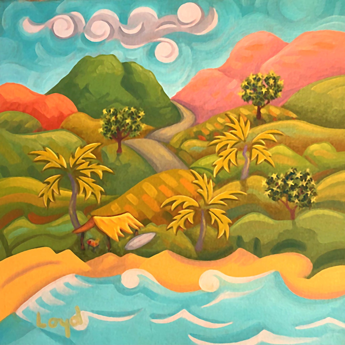 12" x 12" My Little Grass Shack Original Oil Painting