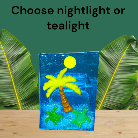 Choose Nightlight or Tealight Palm Tree and Turtles