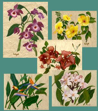 Hawaiian Floral Art Cards
