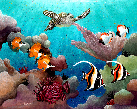 Reef Fish with Turtle