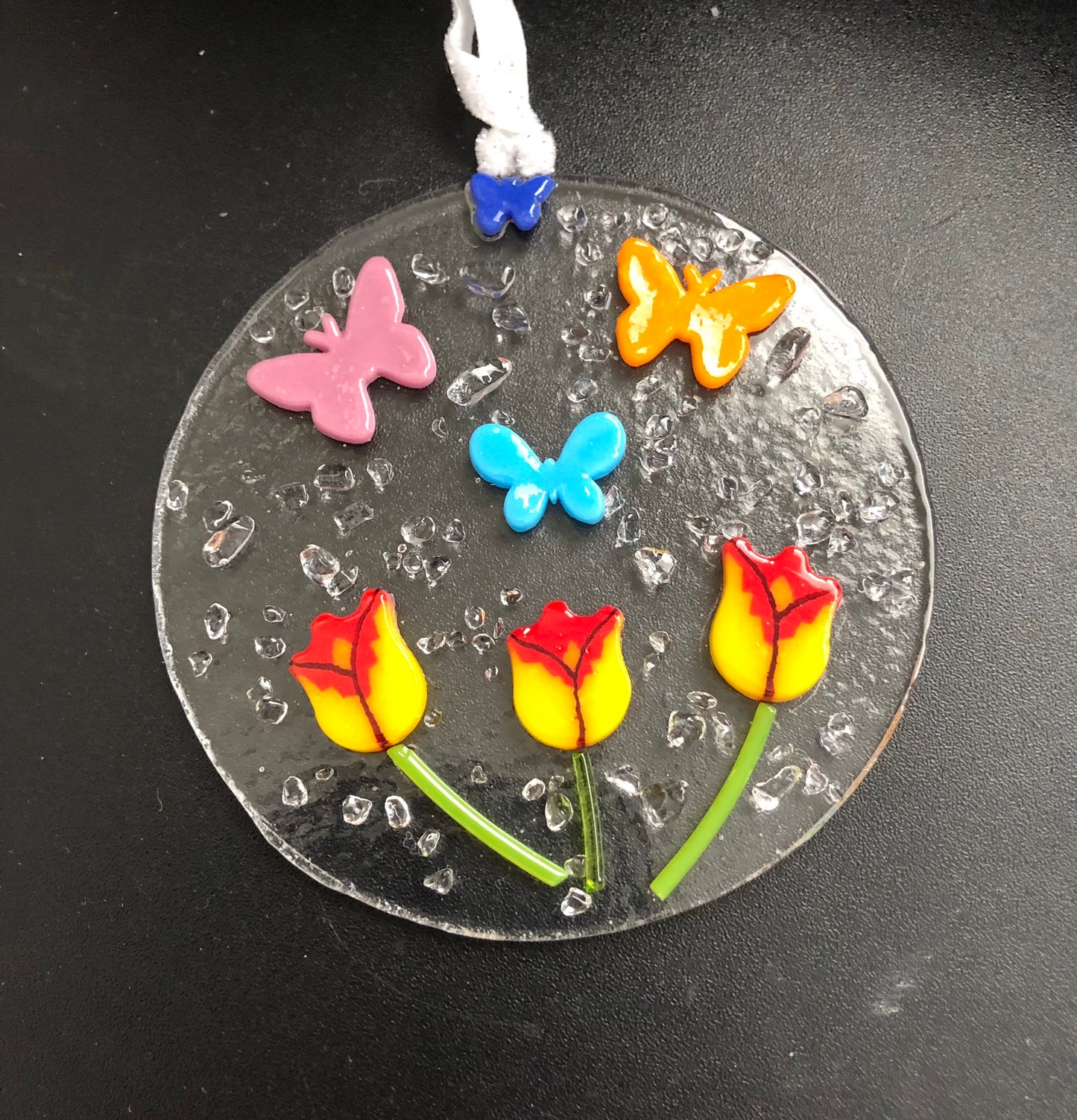 Suncatcher with Tulips and Butterflies