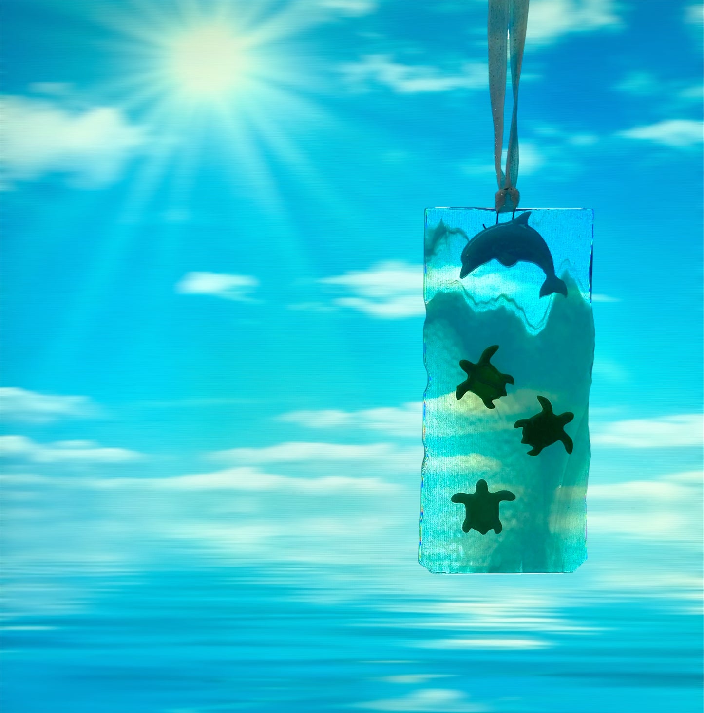Suncatcher Dolphin with 3 Turtles