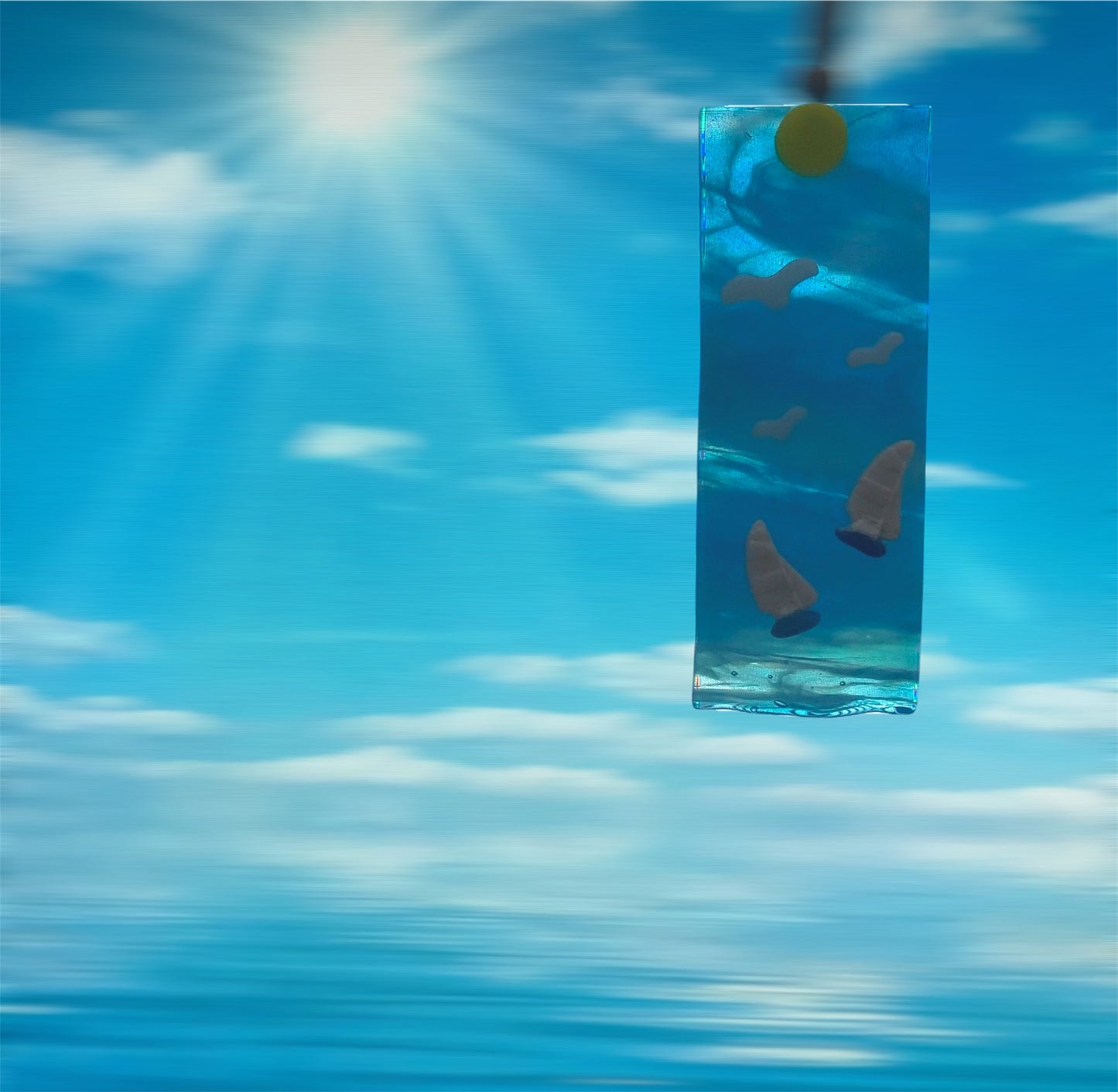 Suncatcher with Seagulls and Two Sailboats