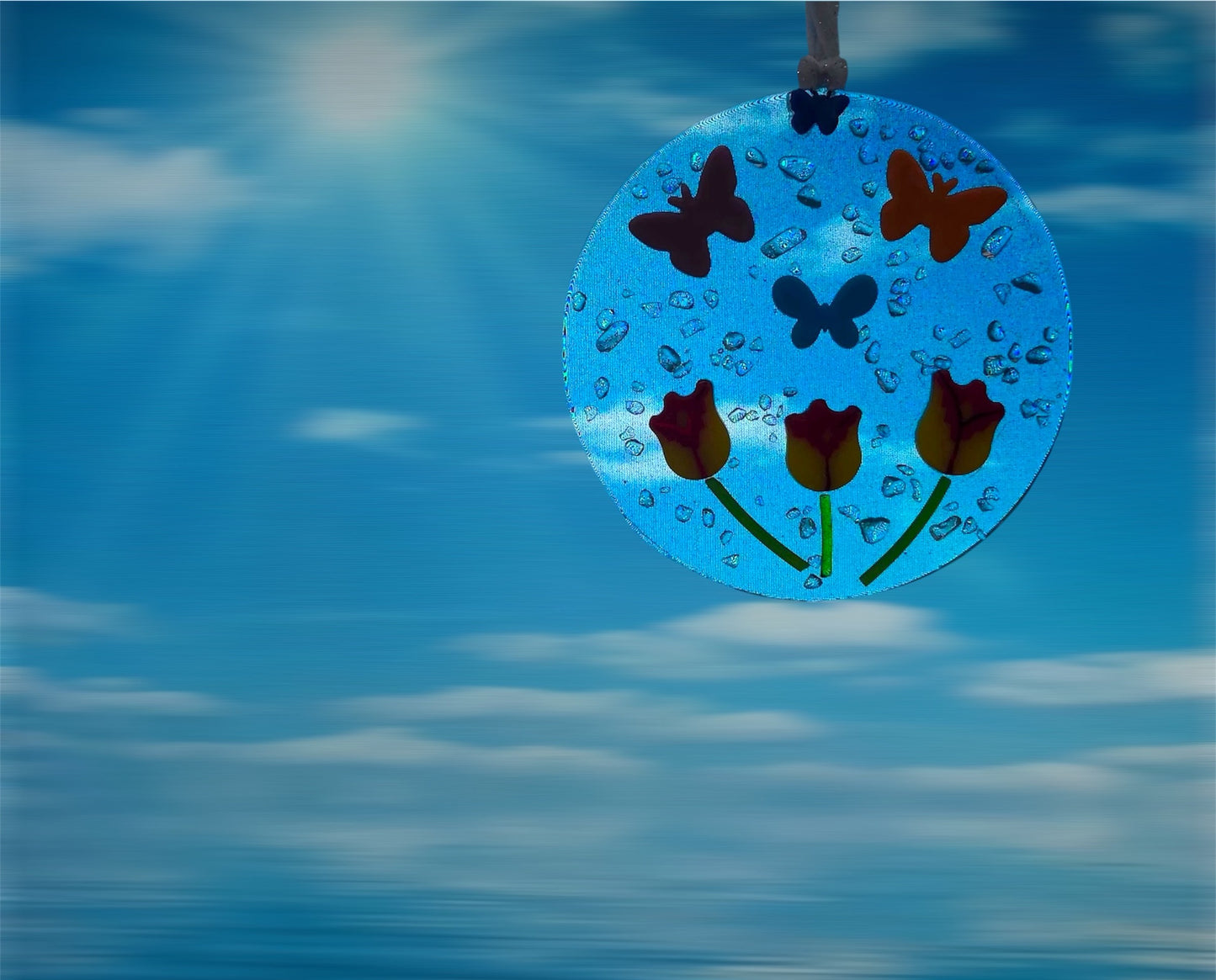 Suncatcher with Tulips and Butterflies